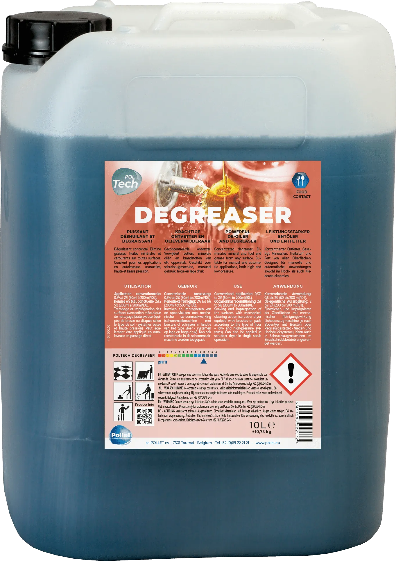 POL Tech Degreaser 10 literes ipari olaj és zsíroldó koncentrátum